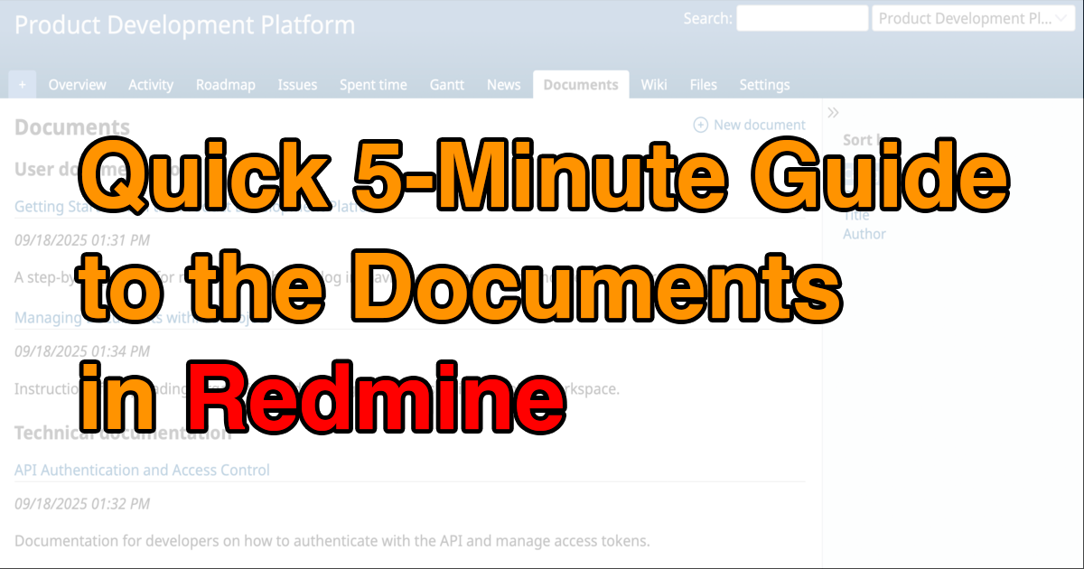 Quick 5-Minute Guide to the Documents in Redmine