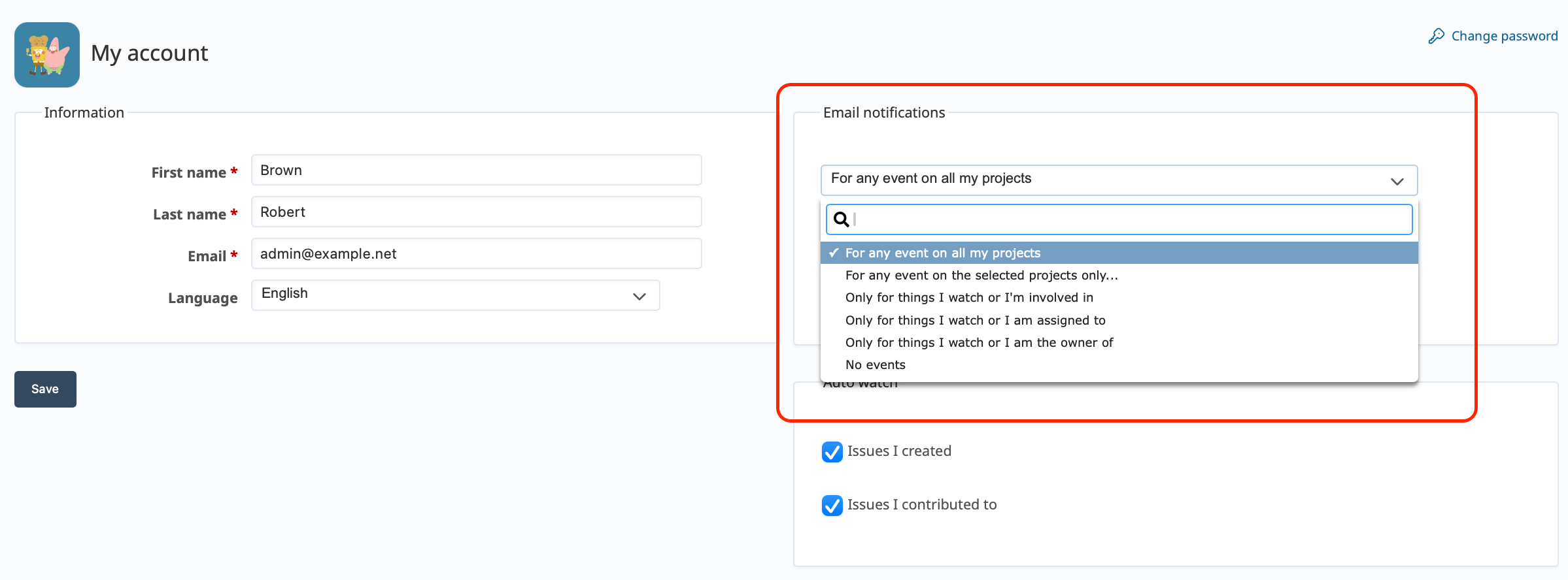 Mail Notification Option