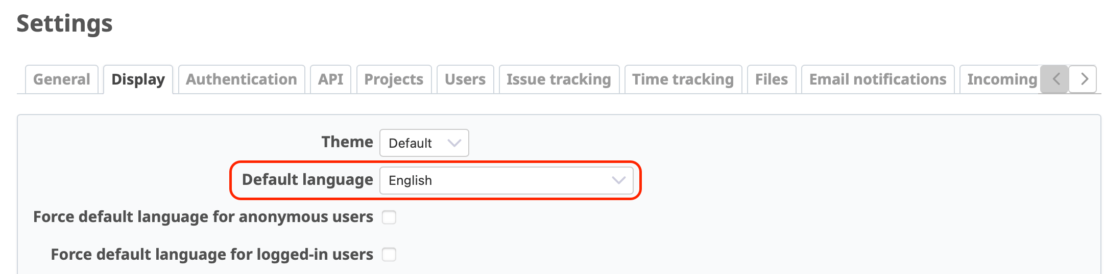 Default Language Setting