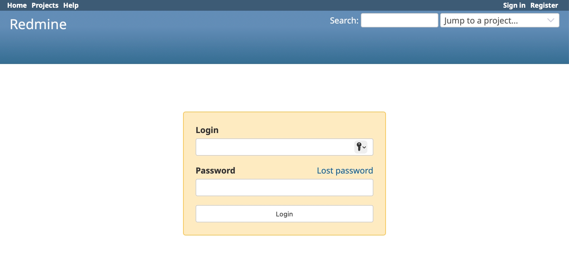 Initial Setup Login