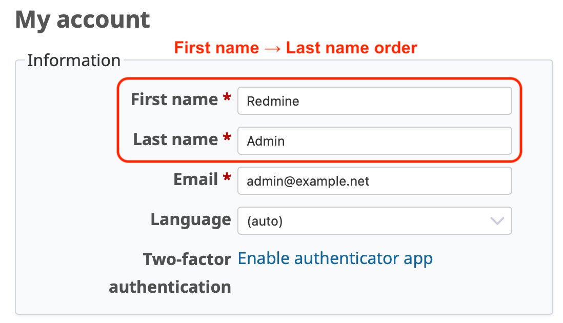 Default Name Registration Order