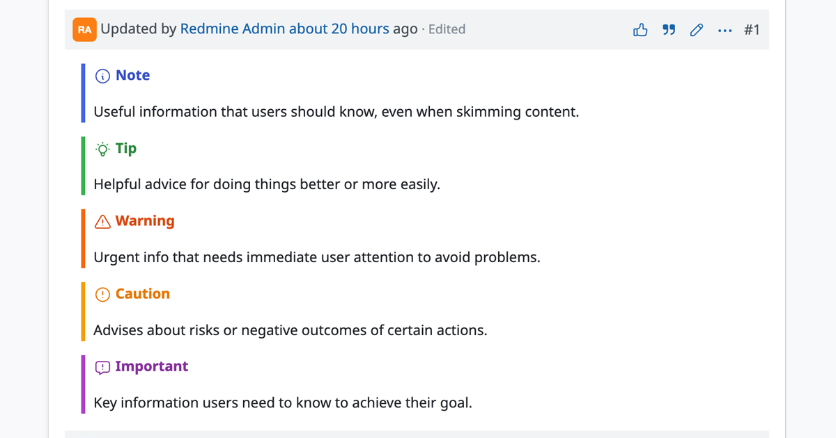 How to localize or customize Redmine Markdown alert headings