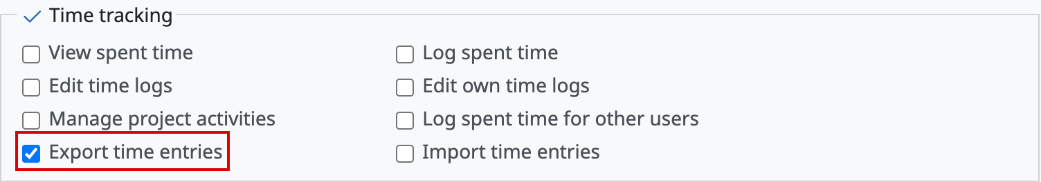 The Export time entries permission in role settings