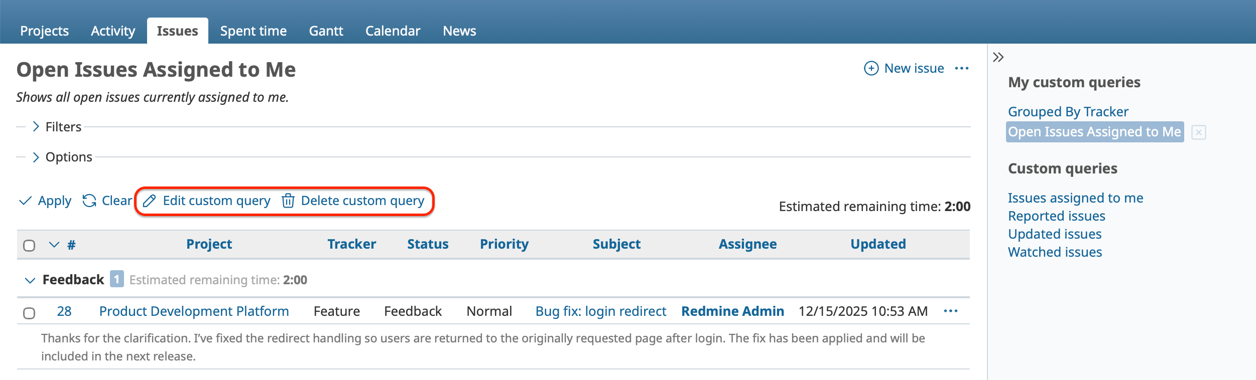 Custom Queries Editing