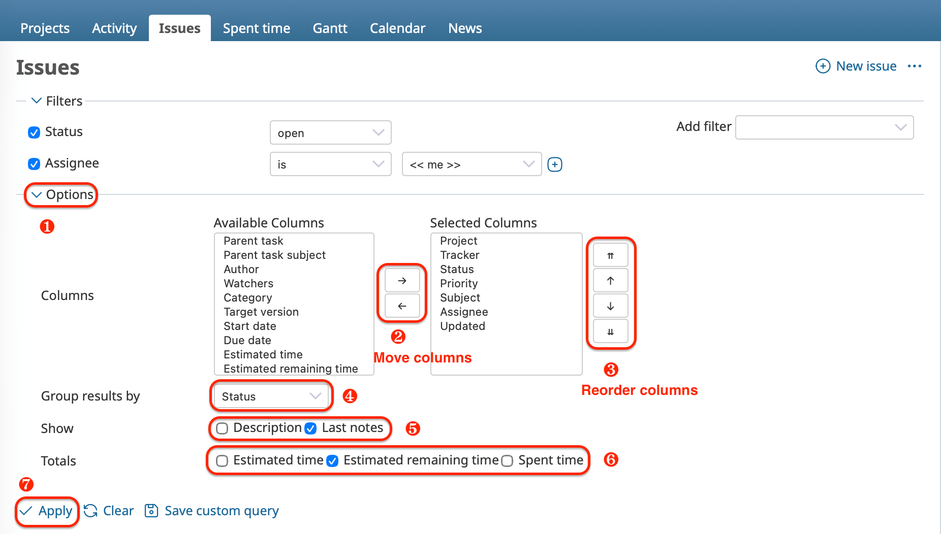 Custom Queries Options
