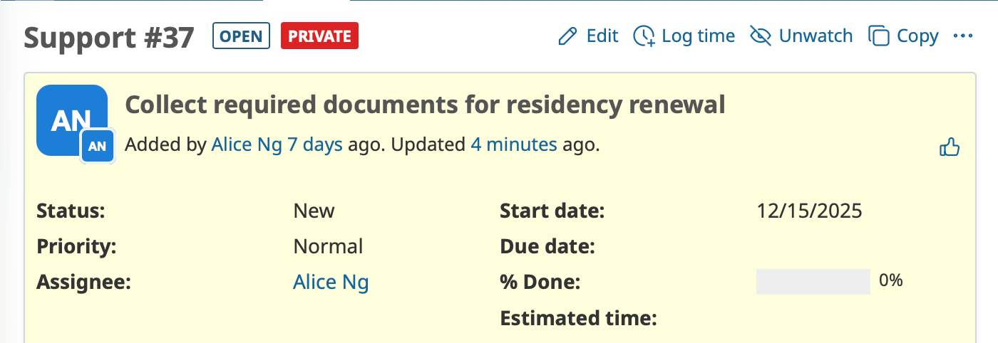 Private Issues Screen