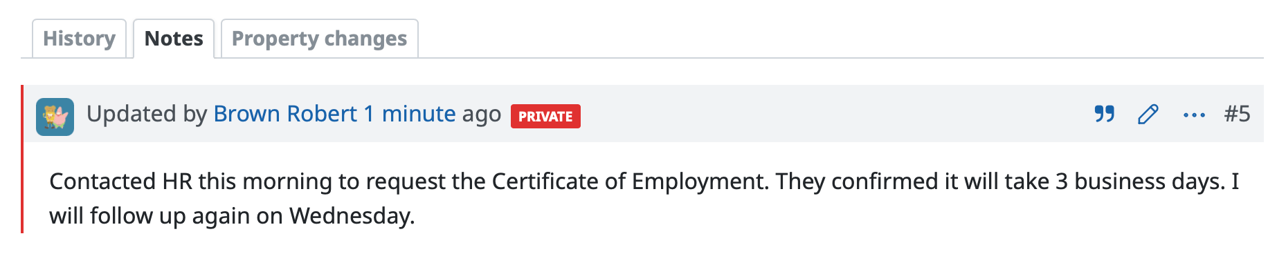 Appearance of Private Notes